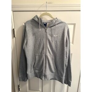 Vintage Nike Hoodie Mens Large Gray Y2K Embroidered Swoosh Logo Full Zip Pocket